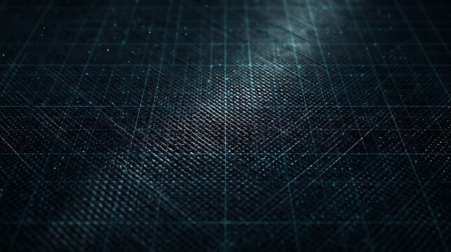 Carbon fiber texture background with glowing grid lines, dark abstract 3D render for modern technology, automotive, and industrial design projects