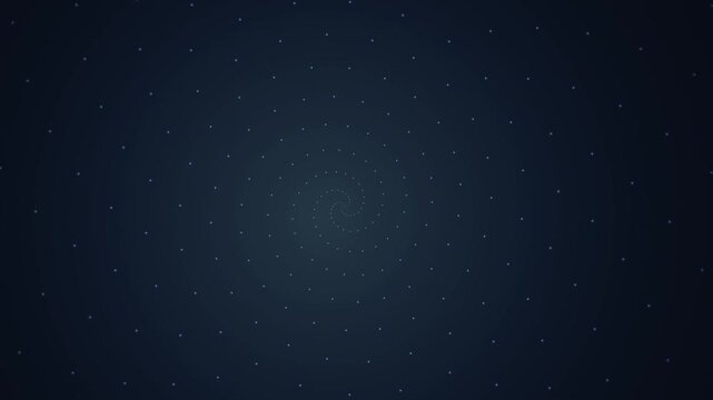 Abstract spiral pattern of glowing dots creating a geometric particle swirl effect on a deep gradient surface