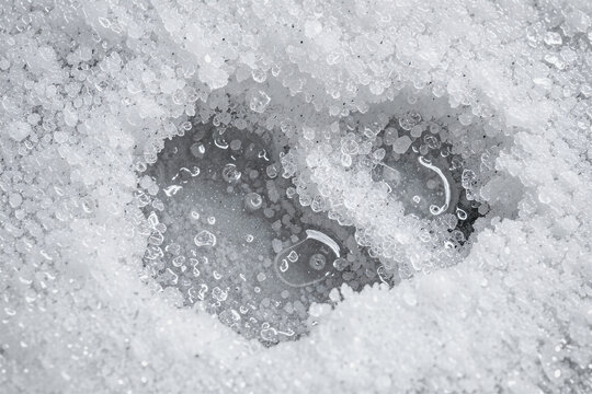 Refrozen Granulated Slush Ice Crust Macro Surface Texture Background