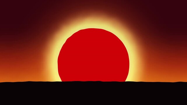 Red sun sunset sunrise pixel art retro animation loop background horizon