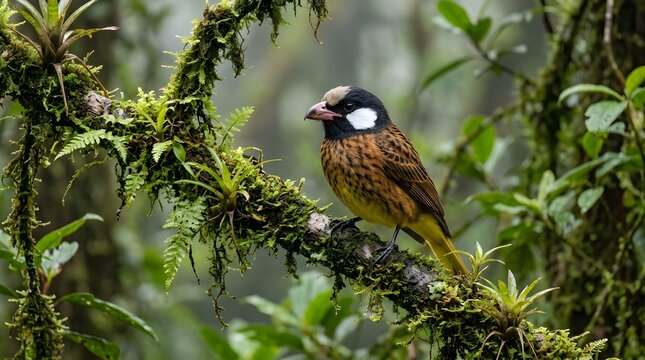 White-cheeked Cotinga in Andean Cloud Forest