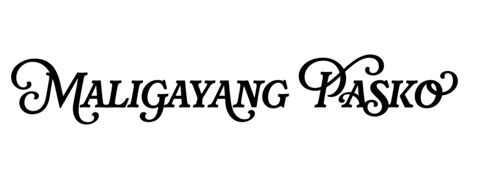 Elegant Maligayang Pasko lettering (Eng translation: Merry Christmas) isolated on a white background. Tagalog merry christmas text.Vector Illustration.