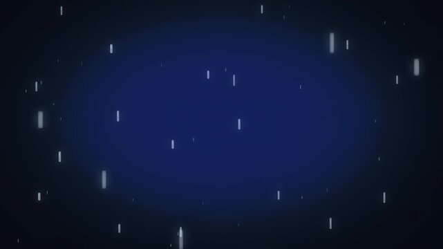 Seamless loop motion graphic of glowing digital rain and tech particle data stream on a dark blue background