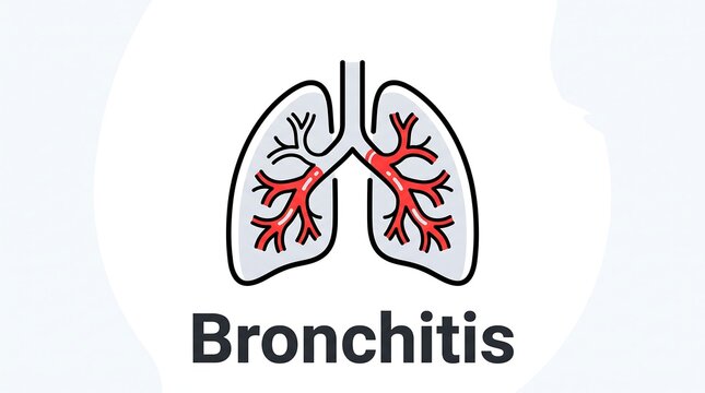 Bronchitis lung inflammation medical illustration showing damaged bronchi