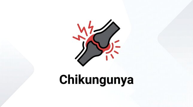 Chikungunya joint pain illustration showing inflamed joints with lightning bolts