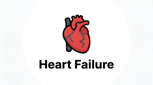Heart failure illustration showing damaged heart organ with electrical pulse line