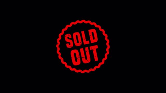 Sold out stamp animation with red ink on transparent background text sold out stamp with alpha channel.