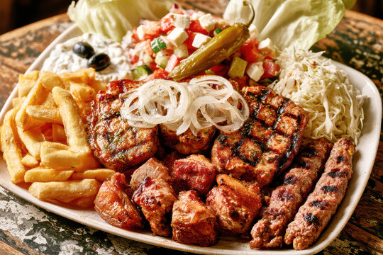 Traditional Greek Mixed Grill Platter