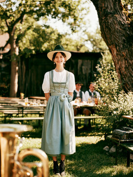 Bavarian Woman in Traditional Dirndl