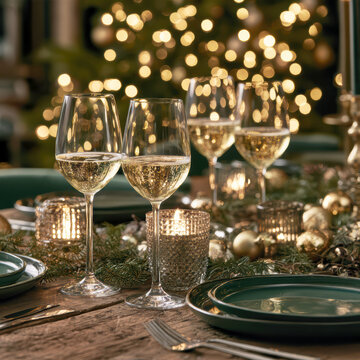 New Year Celebration with Champagne and Sparklers