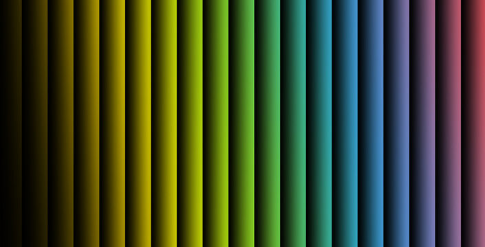 Vibrant rainbow color vertical stripes featuring rich gradient lighting across abstract cylindrical bars creating dynamic optical illusion effects for modern graphic design backgrounds