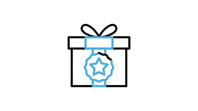 New product, package or cardboard box icon animation. Parcel, present, gift with star label animated video loops for verified production and productivity. Motion graphics with alpha channel
