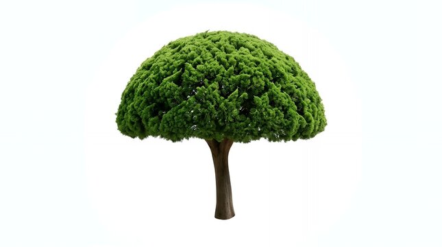Beautiful Lush Green Dome Shaped Tree Isolated on White Background for Architectural Design and Landscape Projects.