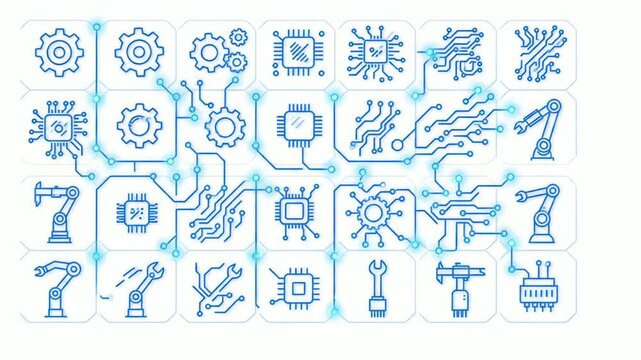 gear with circuit icon set, technology and engineering Icon , vector illustration