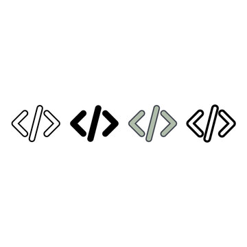 Set of modern programming and software development icons featuring clean line art for digital interface design projects