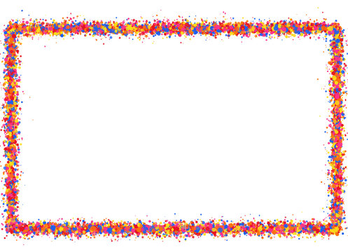 Multicolor glitter rectangle frame isolated on transparent background