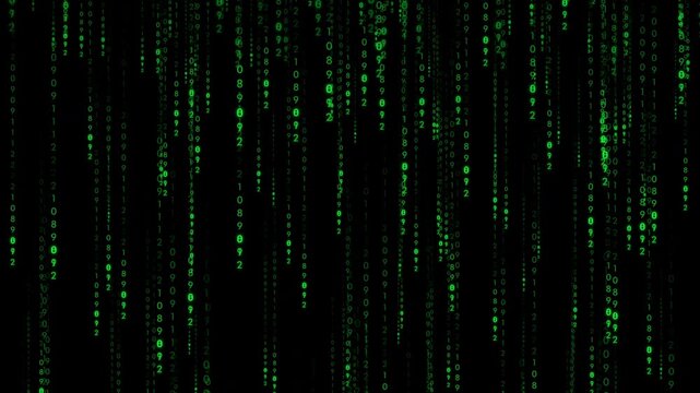 Coding animation with falling numbers. Full HD. 4K