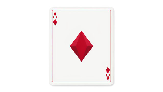 Ace of diamonds playing card with a large red geometric diamond shape in the center, isolated on a solid background