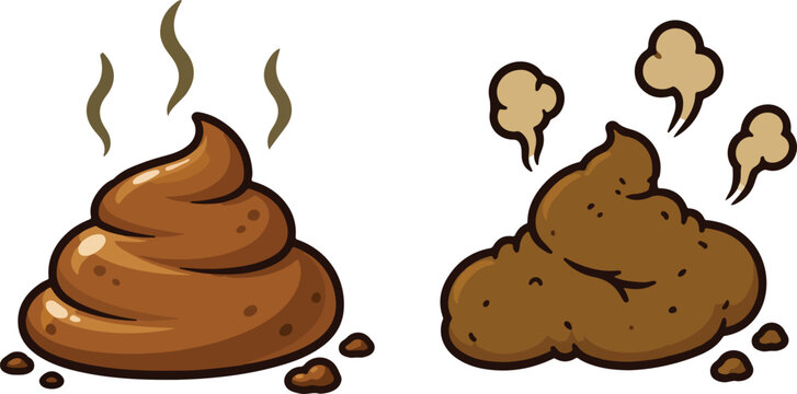 Cartoon poop and smelly feces illustration set