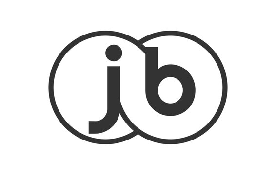 JB business company emblem with outline rounds and letters j b. Logo template of two merged circles for brand identity, logotype. Vector Infinity symbol