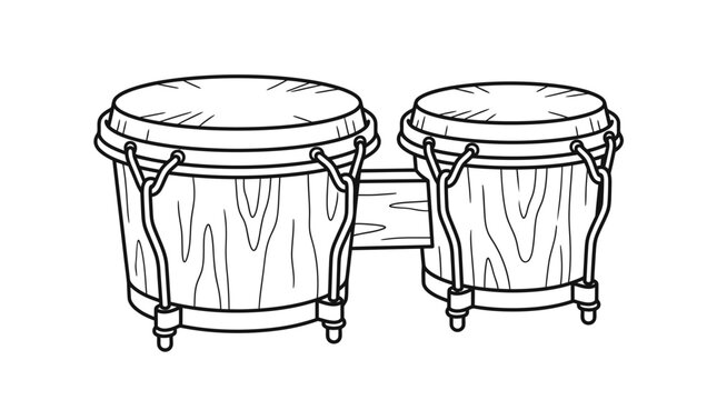 Bongos drums line art coloring page outline vector illustration