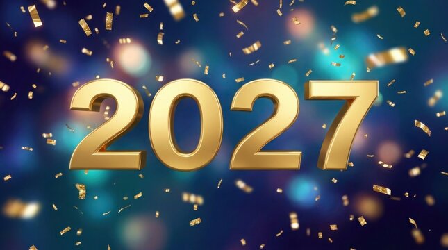 Celebration confetti background with 2027 year number