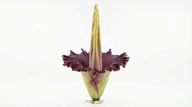 Rare titan arum flower isolated on a white background. Botanical detail.