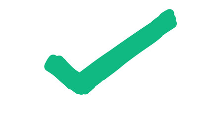 Thick green check mark png transparent. Hand drawn bold green tick symbol. Approved correct choice sign vector illustration. Simple doodle stroke icon isolated © Pure Vector