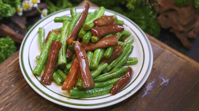 Stir-fried eggplant and green beans is a simple and delicious home-style dish that goes well with rice.