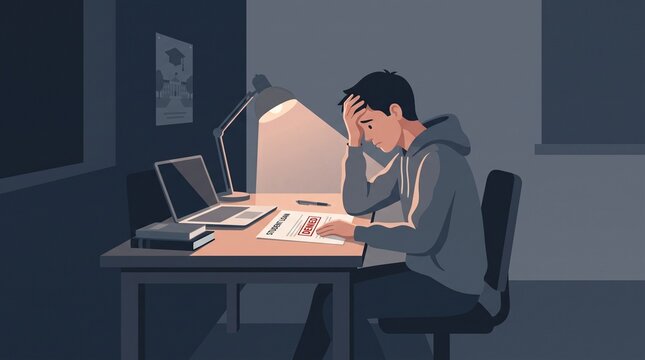 illustration of a teenager getting denied for student loan