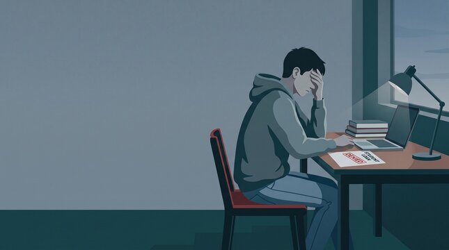illustration of a teenager getting denied for student loan