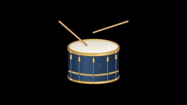 Detailed brass tension hardware and a responsive drumhead accompany alternating stick strikes in a transparent eight second loop.