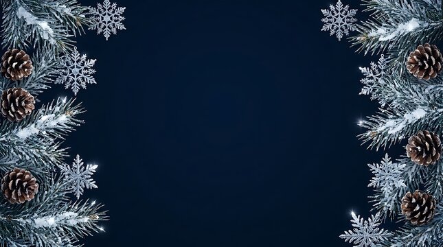 A festive and elegant christmas background with delicate snowflakes and a dark navy hue