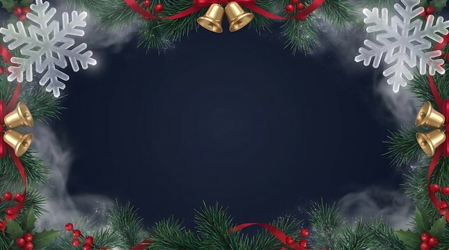 A festive christmas background with snowflakes golden bells and holiday gift decorations