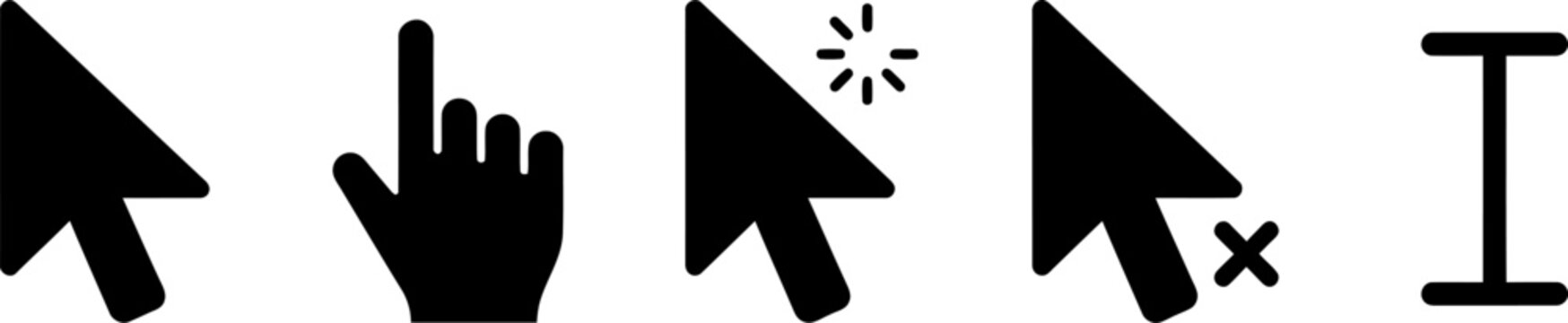 Mouse Cursor Hand Pointer Loading and Text Selection Glyph Icon Set