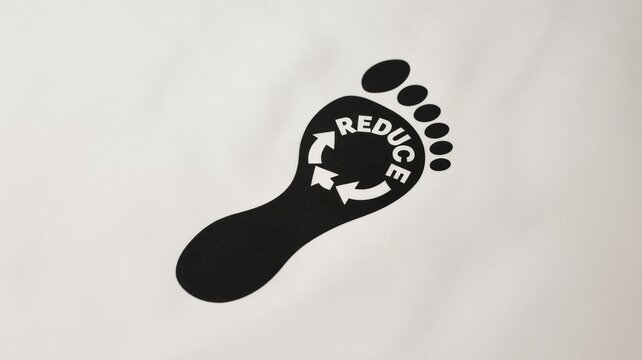 Footprint shape containing circular recycle arrows and text communicating ecological footprint reduction in modern style.