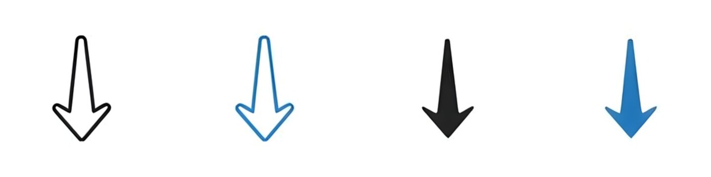 down arrow icon Flat line symbol. Thin line customizable illustration. Contour symbol. Vector isolated outline drawing. Editable stroke