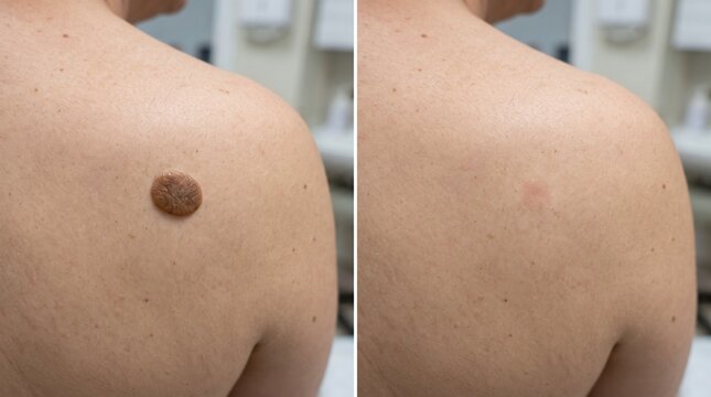 Raised Mole Removal Before and After Skin Comparison