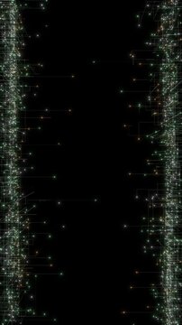 Glowing green gold traces nodes open black center. abstract digital provides backdrop for AI titles, software launches, corporate branding, cybersecurity messages, technical explainers, logo graphics.