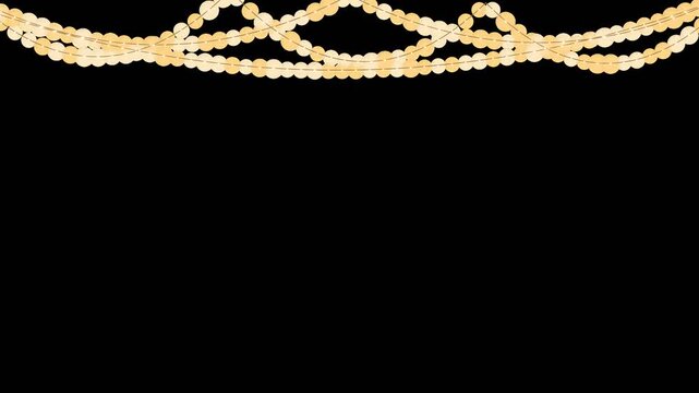 Warm white string lights twinkling along the top edge, seamless loop overlay on transparent background with alpha channel