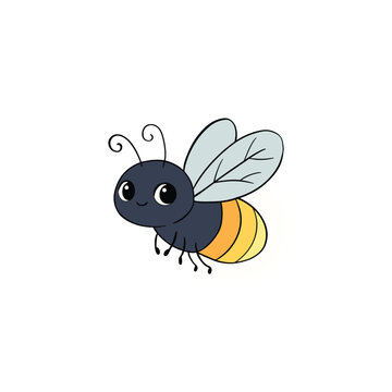 Cute cartoon firefly character vector illustration isolated on white background