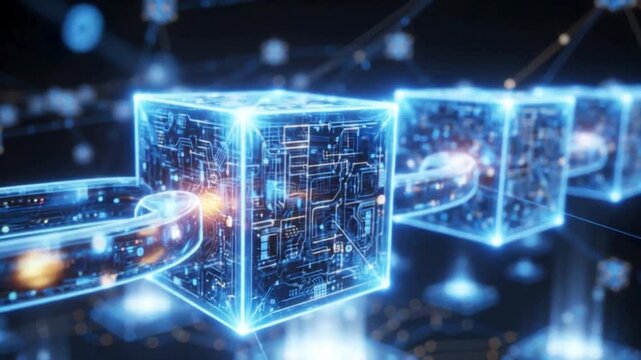 Blockchain and Distributed Ledger. Decentralized digital networks, interconnected nodes, encrypted data transactions, secure ledger systems.