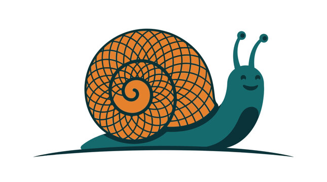 Cute cartoon snail with spiral shell isolated