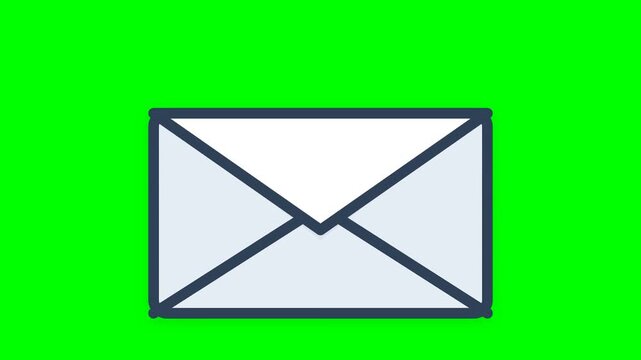 Digital envelope icon animation on green screen background