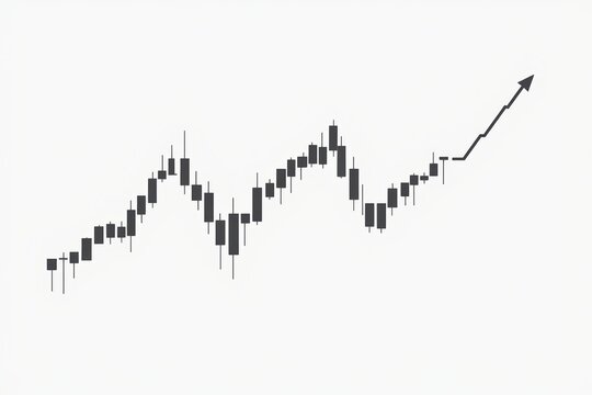 Financial Chart Candlestick Graph with Upward Trend in Minimal Style Stock Market Analysis Illustration