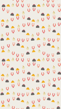 Seamless pattern of horseshoes and candles