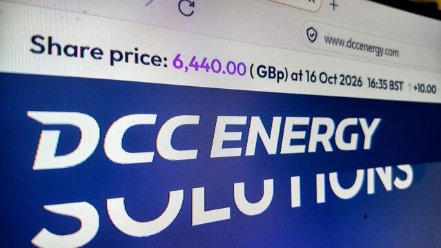 a computer screen with DCC ENERGY website displayed..DCC ENERGY sell and distribute energy products to commercial and industrial and domestic customers.
