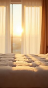 Bed with a white cover and a window
