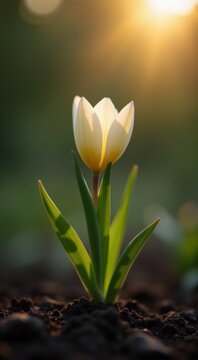 White flower that is growing out of the ground