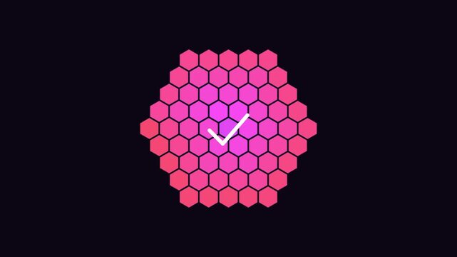 Violet Hexagon Grid Filling Outward To Confirm Verification
